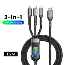 3 in 1 Fast Charging Transparent 100W Cable