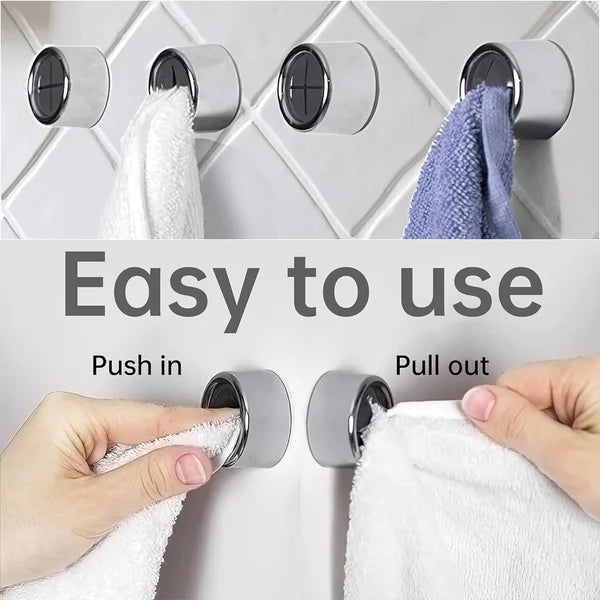 Round Adhesive Push Towel Hooks (5 PCS)