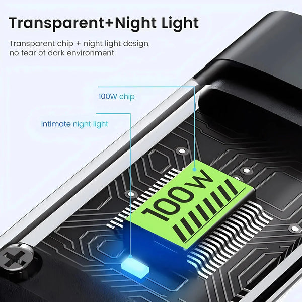 3 in 1 Fast Charging Transparent 100W Cable