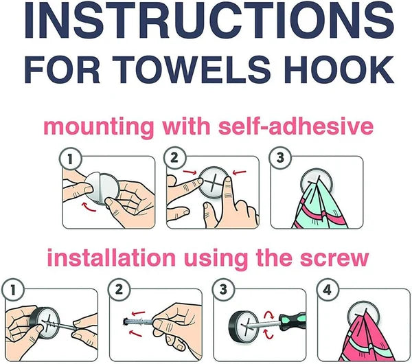 Round Adhesive Push Towel Hooks