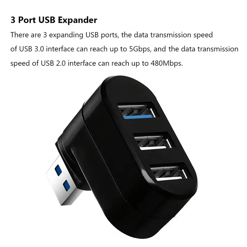 Multifunctional Rotatable 3-port USB