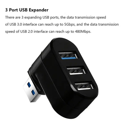 Multifunctional Rotatable 3-port USB