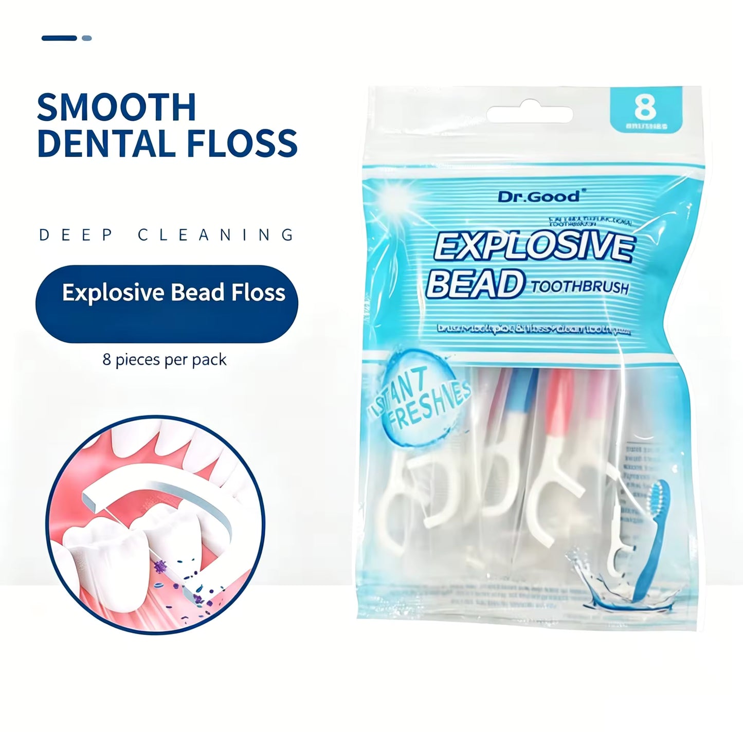 5 in 1 Disposable Mini Toothbrushes with Built-in Toothpaste & Floss Picks