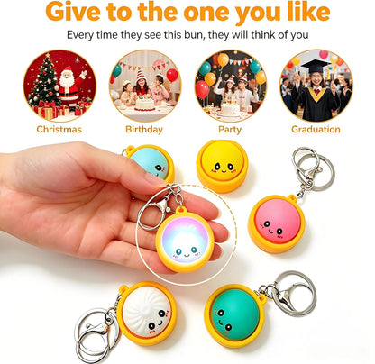 Cute Dumpling Pressable Fidget Keychain - touch sensing light