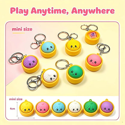 Cute Dumpling Pressable Fidget Keychain - touch sensing light