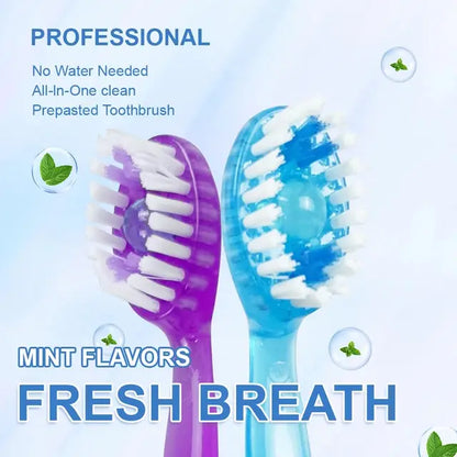 5 in 1 Disposable Mini Toothbrushes with Built-in Toothpaste & Floss Picks