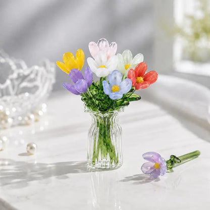 🌷 Mini Acrylic Flower Vase | Tiny Artificial Floral Table Decor