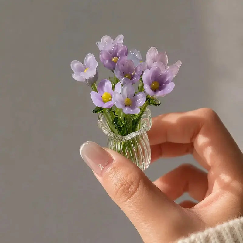 🌷 Mini Acrylic Flower Vase | Tiny Artificial Floral Table Decor