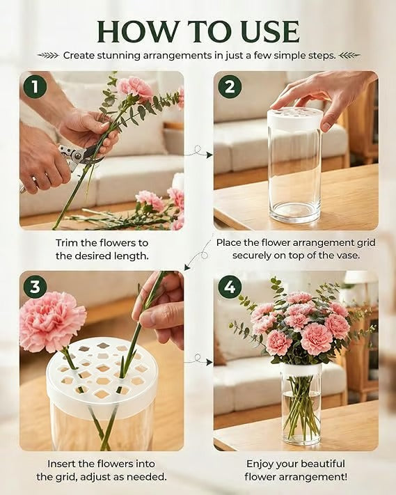 🌸🔥Reusable Silicone Flower Arranging Grid, Stretches Over The Rim of Vase