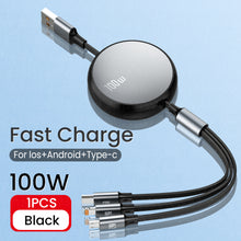 3-in-1 Retractable Charging+Data Transfer Cable