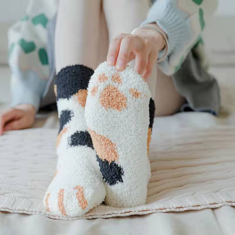Cute Cat Paw Fluffy Winter Socks